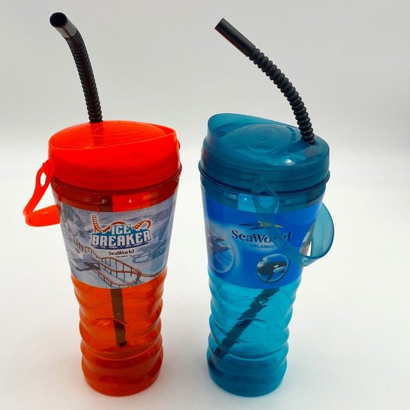 Seaworld Love Ocean drink tumbler Straw Souvenir Park Cup New